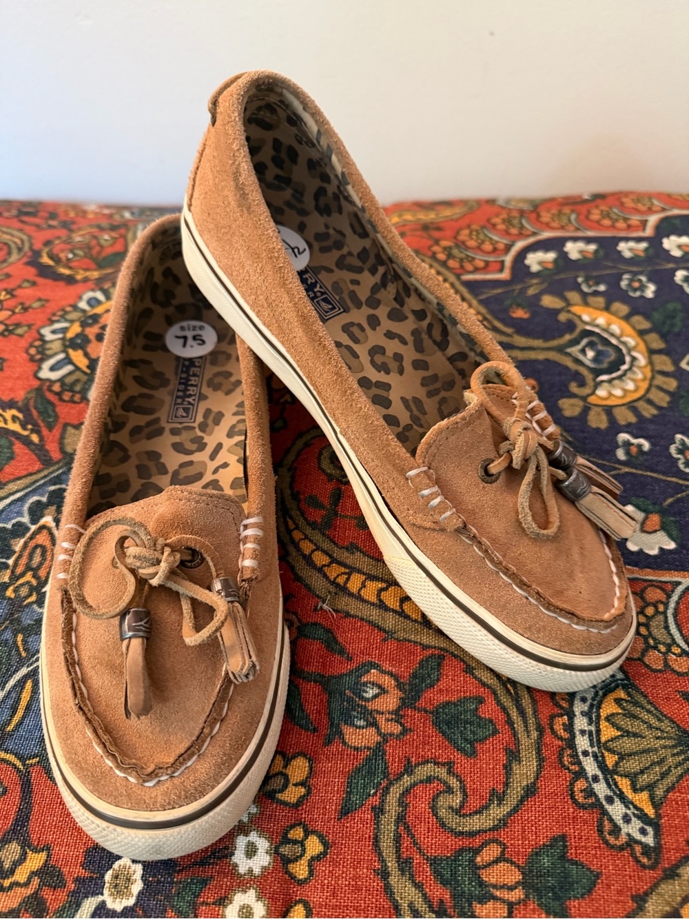 Sperry Top- Sider Tasselfish Tan Suede Slip-On Hybrid Boat Shoes driving slipper